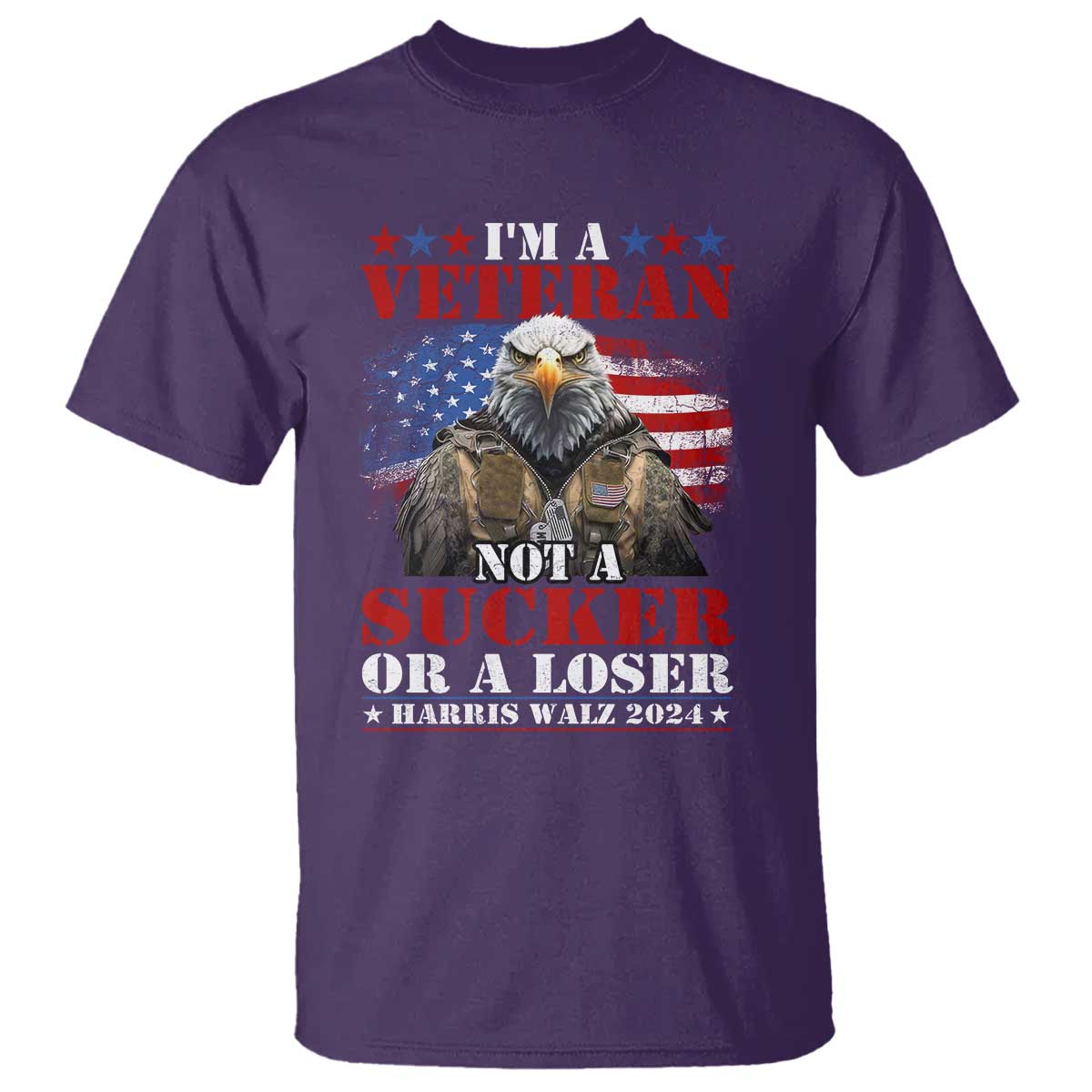 harris-walz-2024-t-shirt-im-a-veteran-not-a-sucker-or-a-loser-eagle-american-flag
