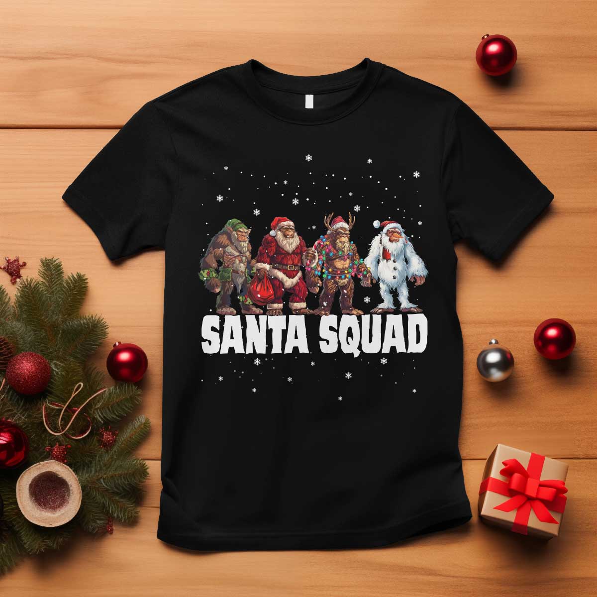 funny-christmas-bigfoot-t-shirt-santa-squad-sasquatch-cosplay-elf-santa-snowman