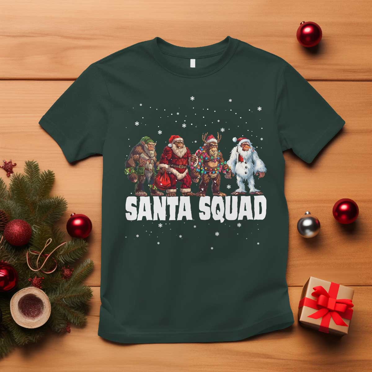 funny-christmas-bigfoot-t-shirt-santa-squad-sasquatch-cosplay-elf-santa-snowman