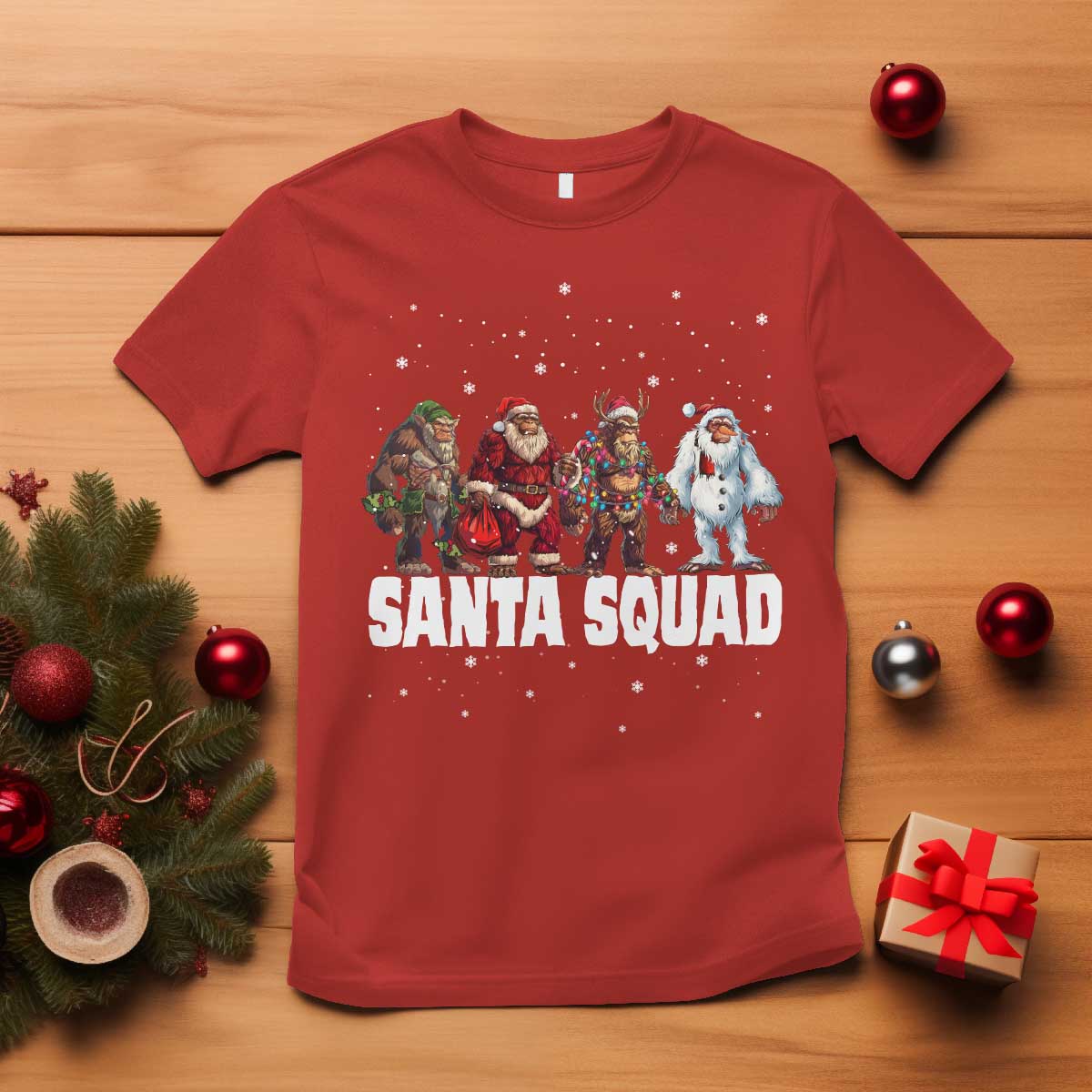 funny-christmas-bigfoot-t-shirt-santa-squad-sasquatch-cosplay-elf-santa-snowman