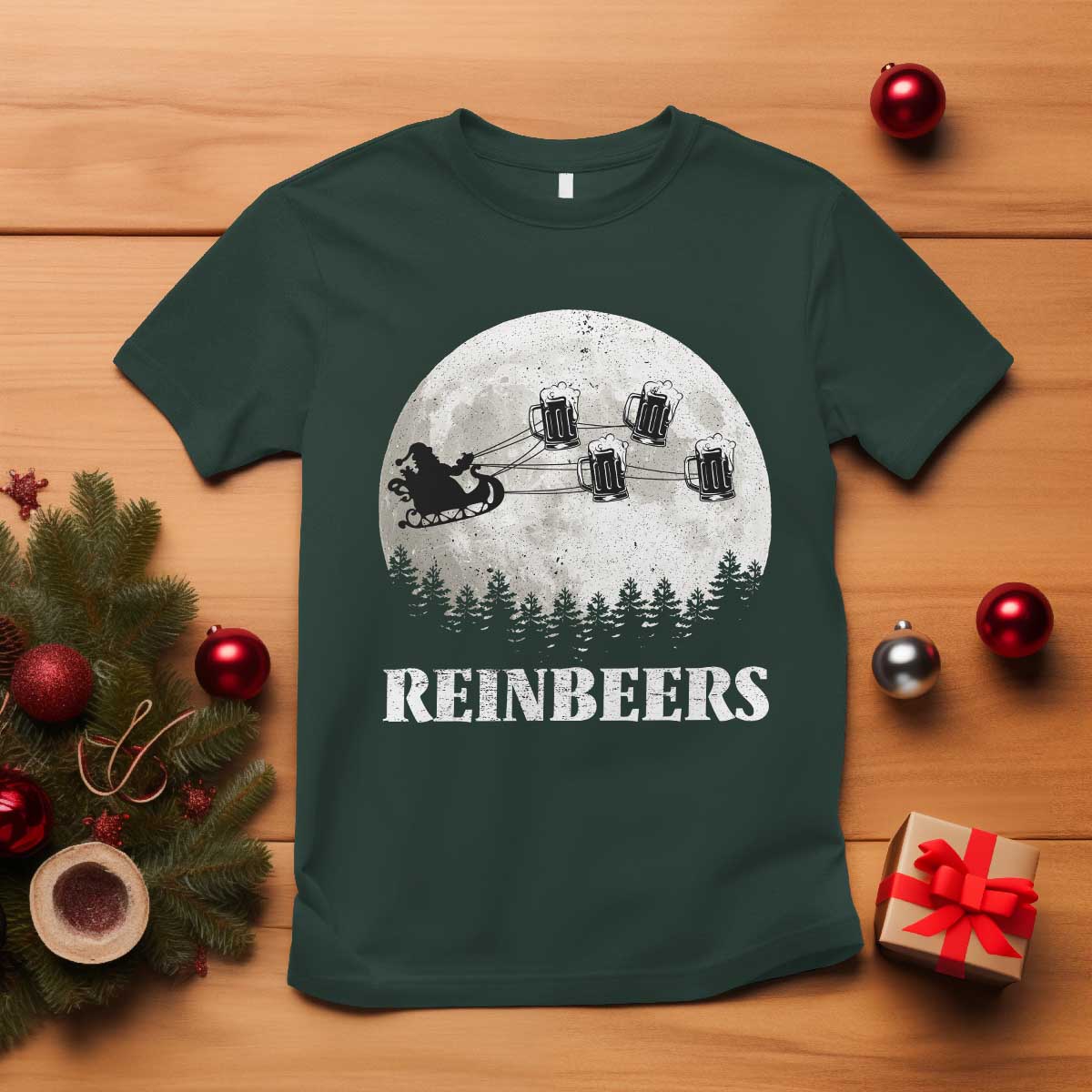 funny-christmas-beers-t-shirt-reinbeers-santa-sleigh-moon