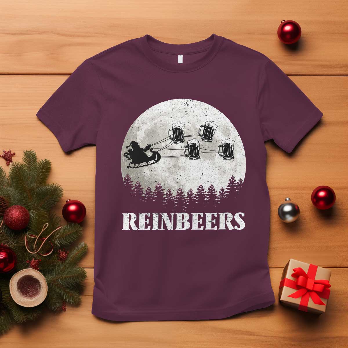 funny-christmas-beers-t-shirt-reinbeers-santa-sleigh-moon