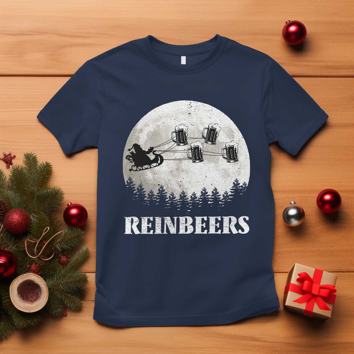 funny-christmas-beers-t-shirt-reinbeers-santa-sleigh-moon