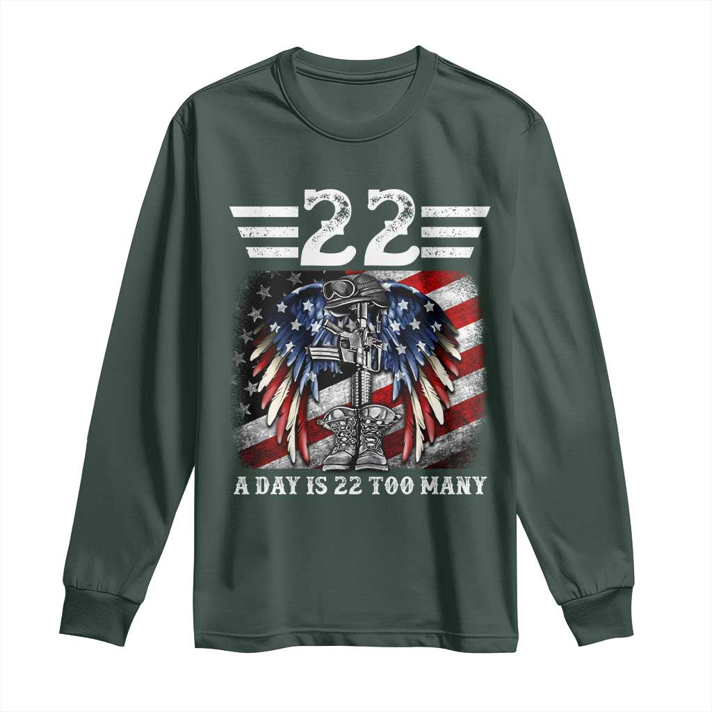 Veteran Suicide Prevention Support Long Sleeve Shirt 22 A Day Is 22 Too Many Vintage American Flag