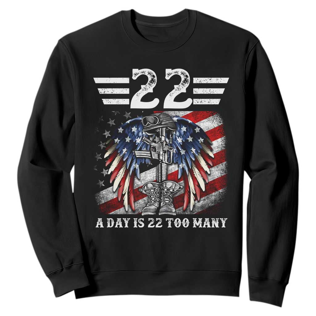 Veteran Suicide Prevention Support Sweatshirt 22 A Day Is 22 Too Many Vintage American Flag