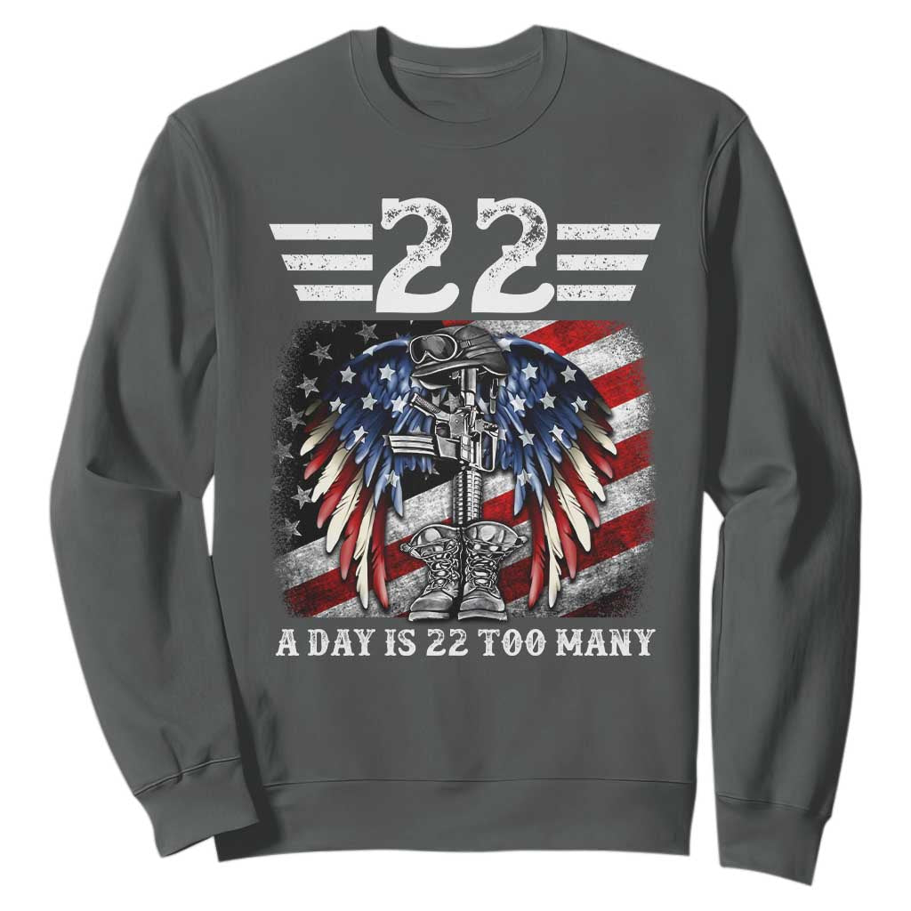 Veteran Suicide Prevention Support Sweatshirt 22 A Day Is 22 Too Many Vintage American Flag