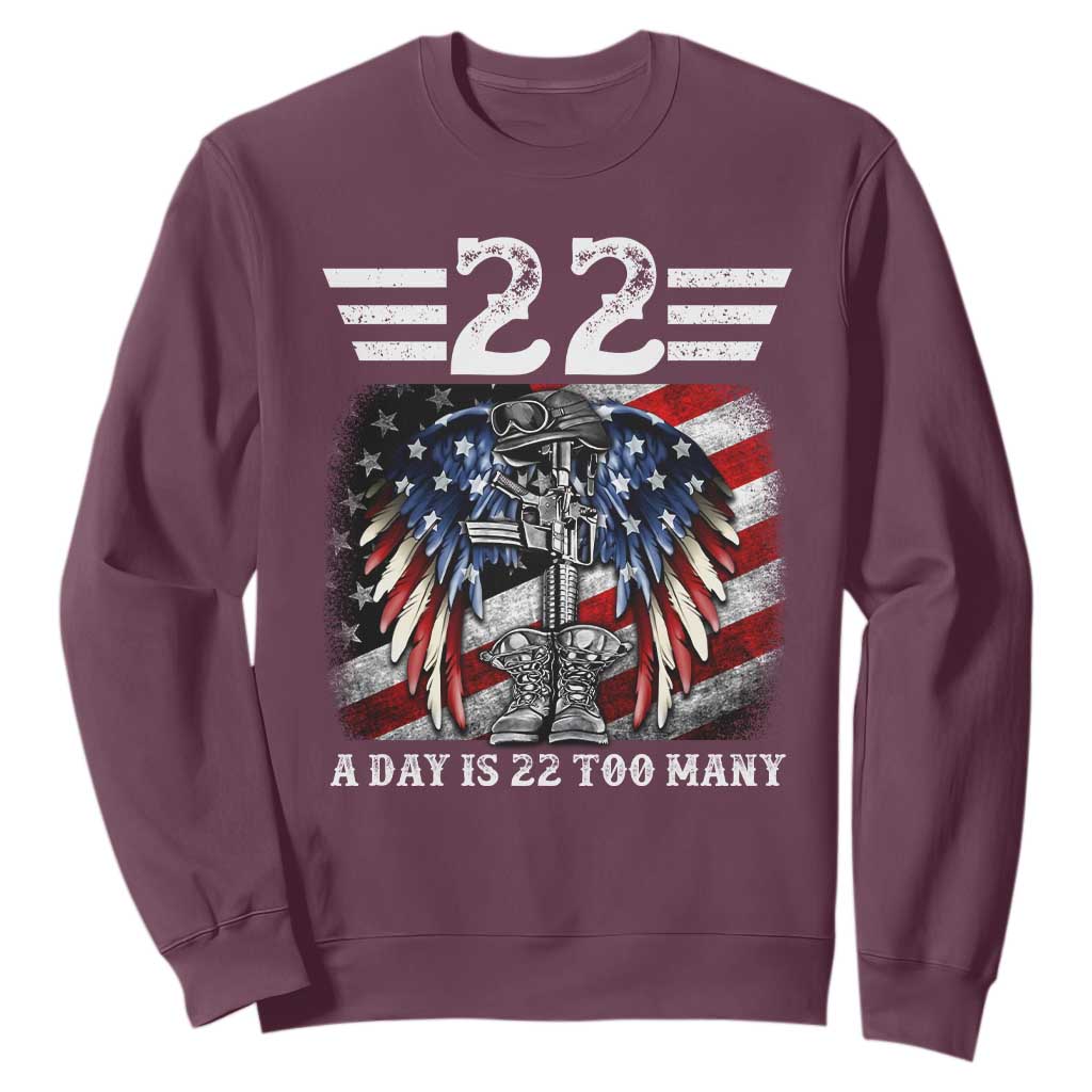 Veteran Suicide Prevention Support Sweatshirt 22 A Day Is 22 Too Many Vintage American Flag