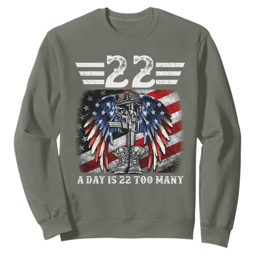 Veteran Suicide Prevention Support Sweatshirt 22 A Day Is 22 Too Many Vintage American Flag