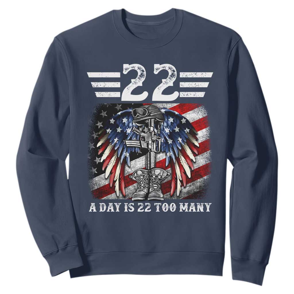 Veteran Suicide Prevention Support Sweatshirt 22 A Day Is 22 Too Many Vintage American Flag