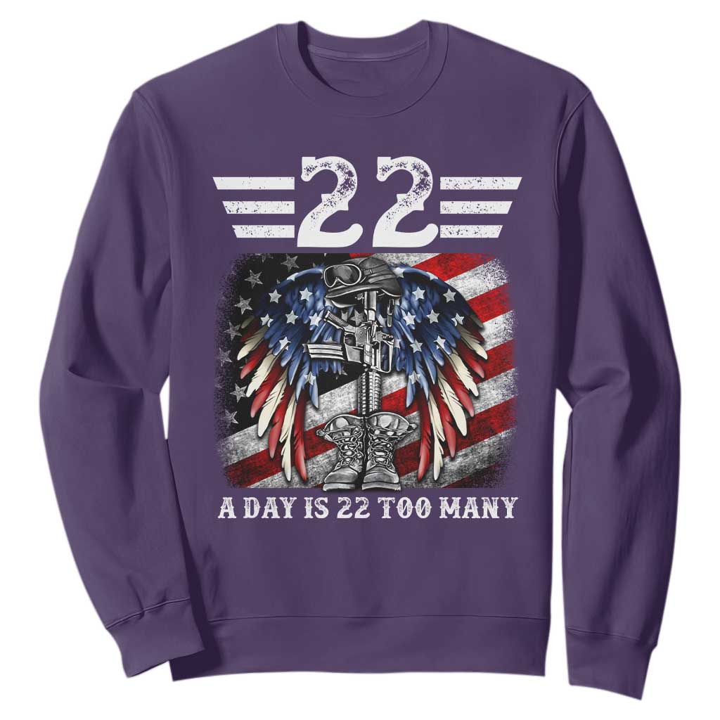 Veteran Suicide Prevention Support Sweatshirt 22 A Day Is 22 Too Many Vintage American Flag