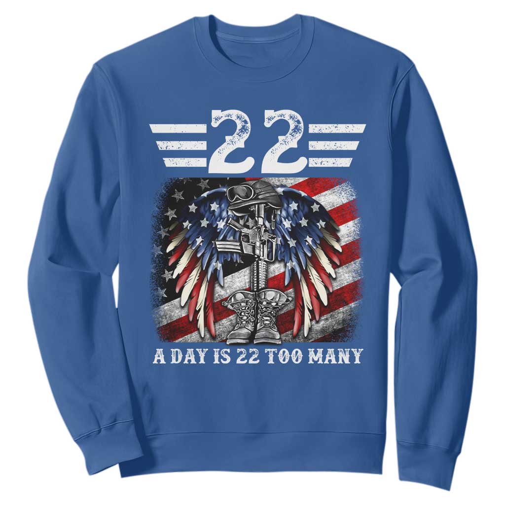 Veteran Suicide Prevention Support Sweatshirt 22 A Day Is 22 Too Many Vintage American Flag