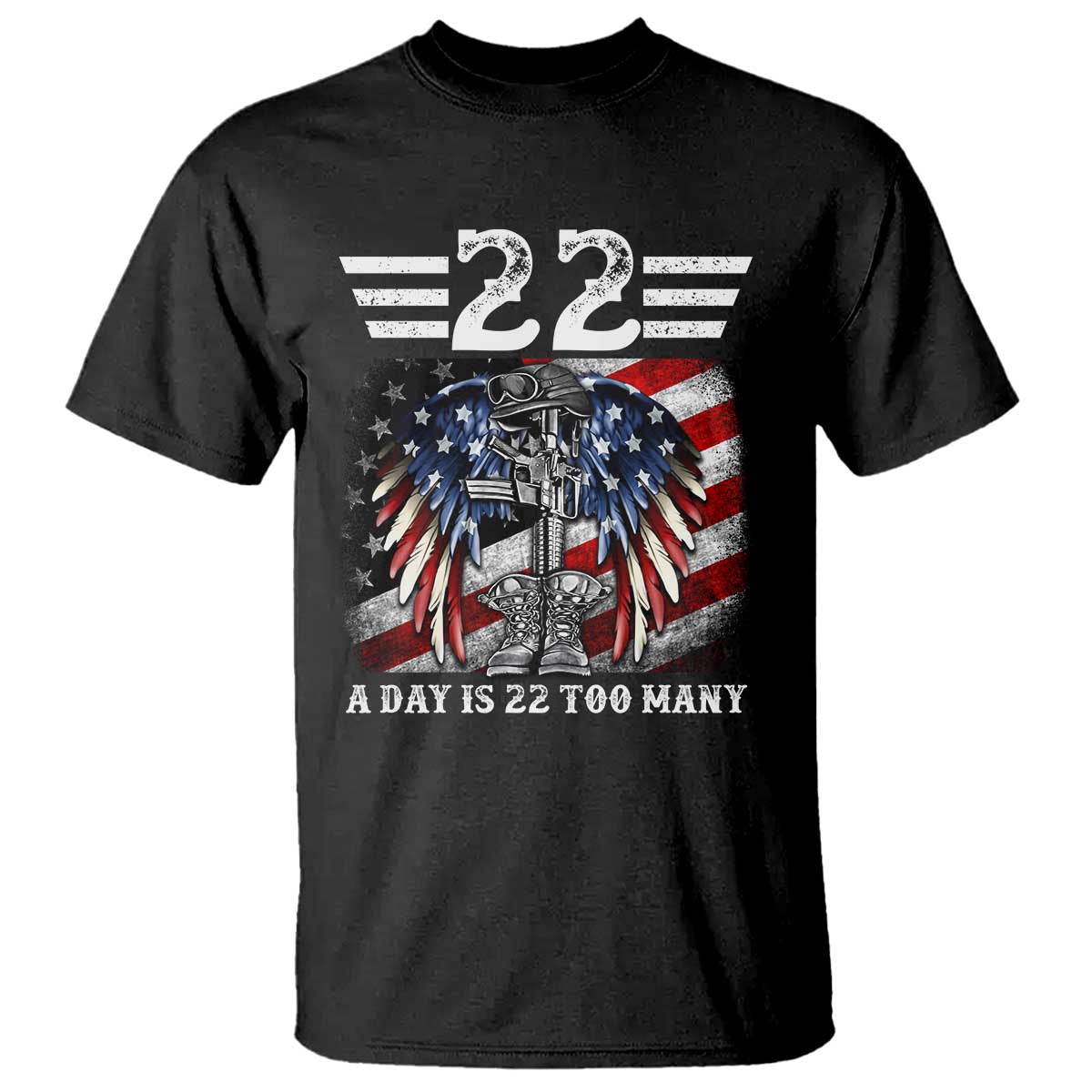 Veteran Suicide Prevention Support T Shirt 22 A Day Is 22 Too Many Vintage American Flag