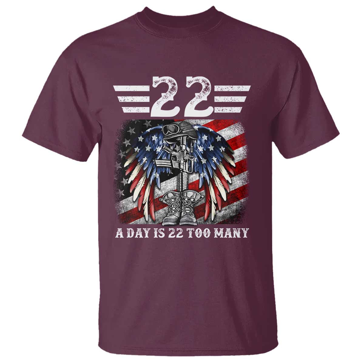 Veteran Suicide Prevention Support T Shirt 22 A Day Is 22 Too Many Vintage American Flag