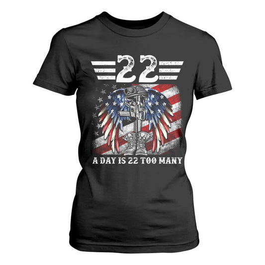 Veteran Suicide Prevention Support T Shirt For Women 22 A Day Is 22 Too Many Vintage American Flag