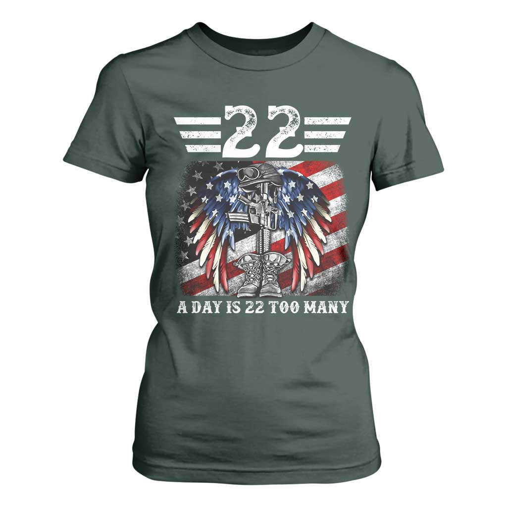 Veteran Suicide Prevention Support T Shirt For Women 22 A Day Is 22 Too Many Vintage American Flag
