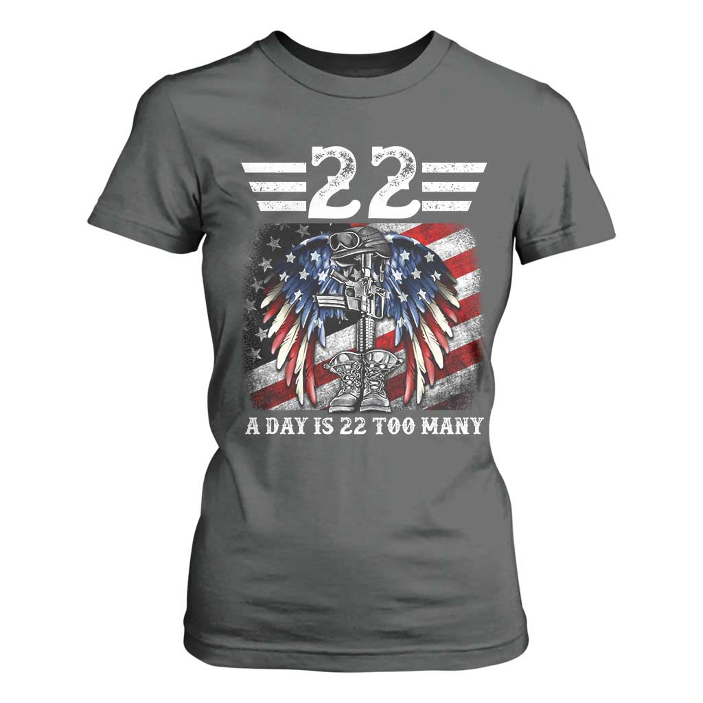Veteran Suicide Prevention Support T Shirt For Women 22 A Day Is 22 Too Many Vintage American Flag