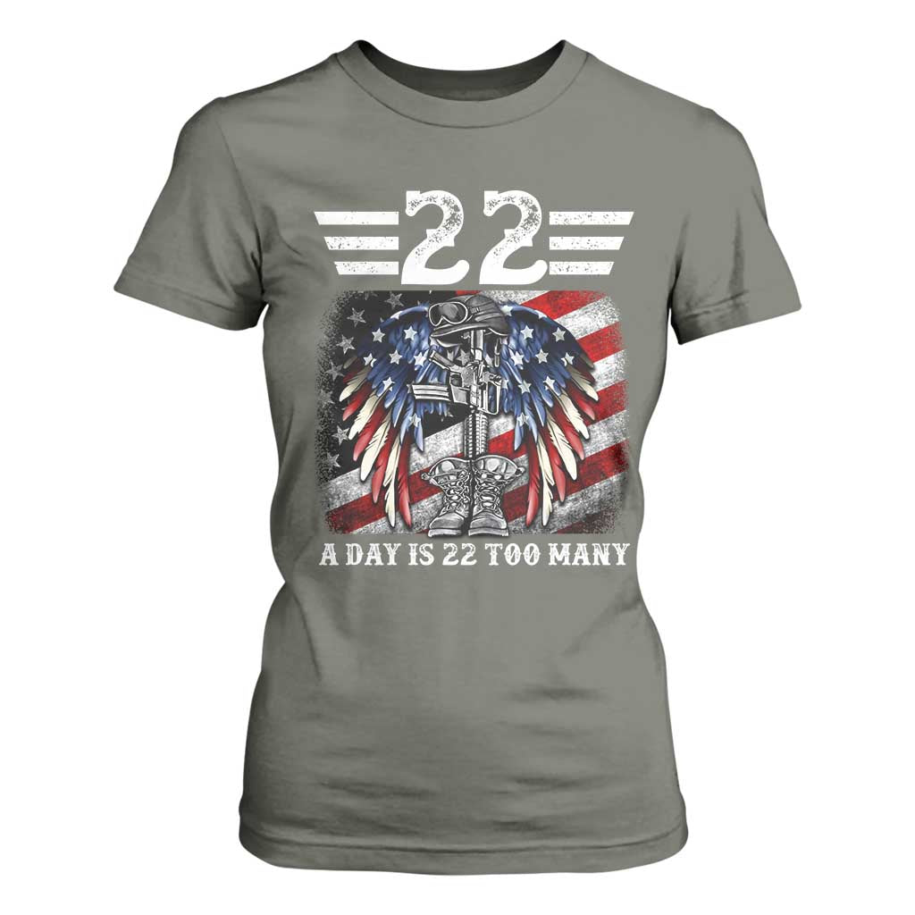 Veteran Suicide Prevention Support T Shirt For Women 22 A Day Is 22 Too Many Vintage American Flag