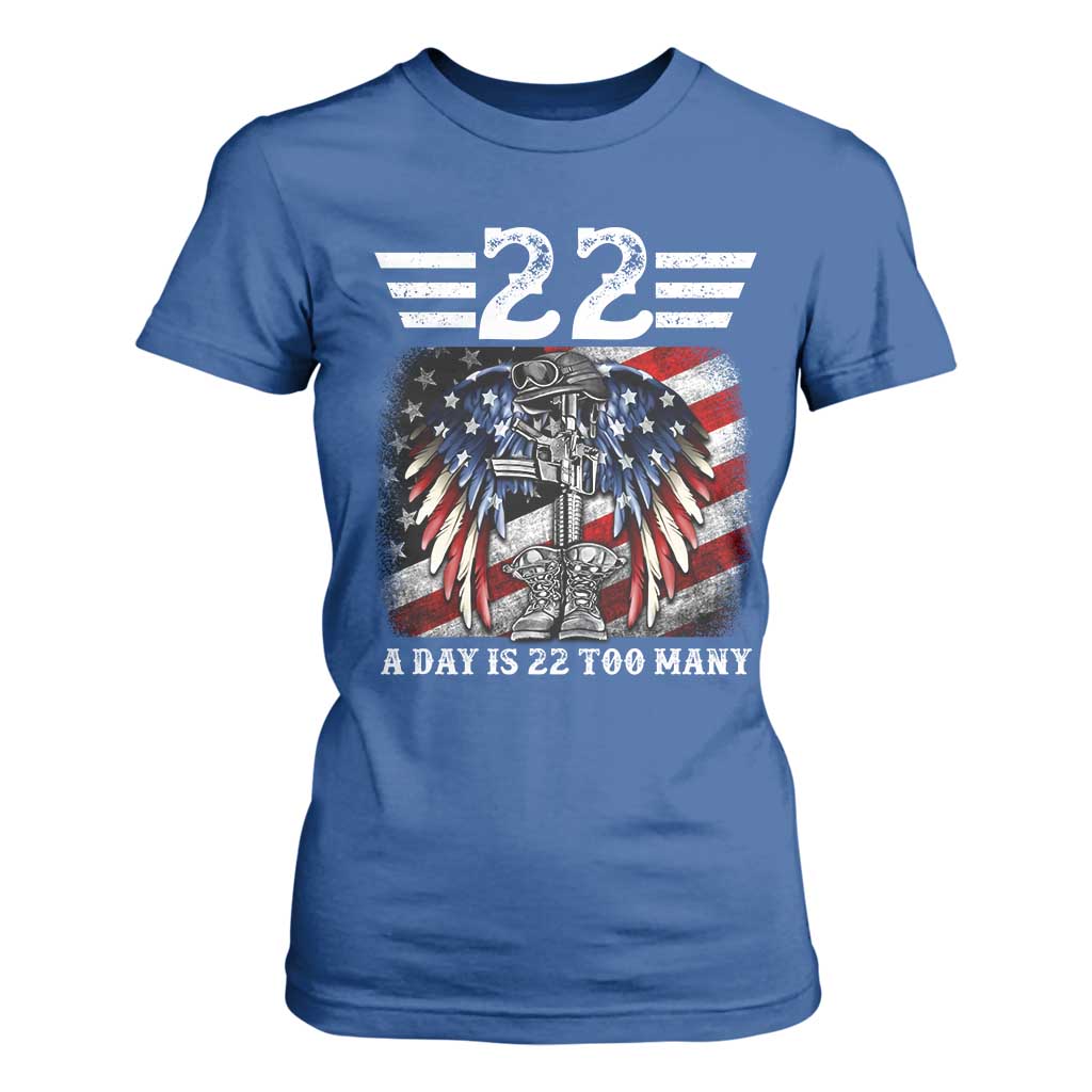 Veteran Suicide Prevention Support T Shirt For Women 22 A Day Is 22 Too Many Vintage American Flag