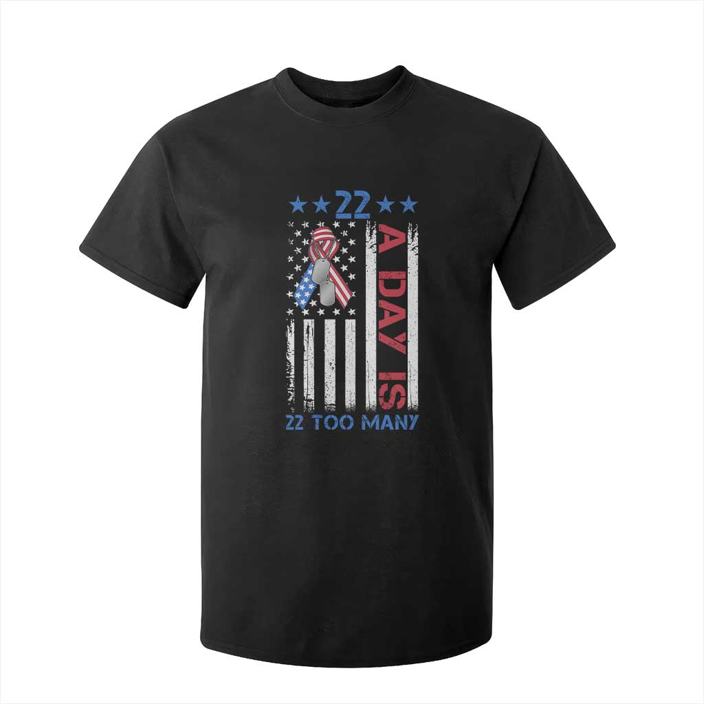 Veteran Suicide Prevention Support T Shirt For Kid 22 A Day Is 22 Too Many American Flag