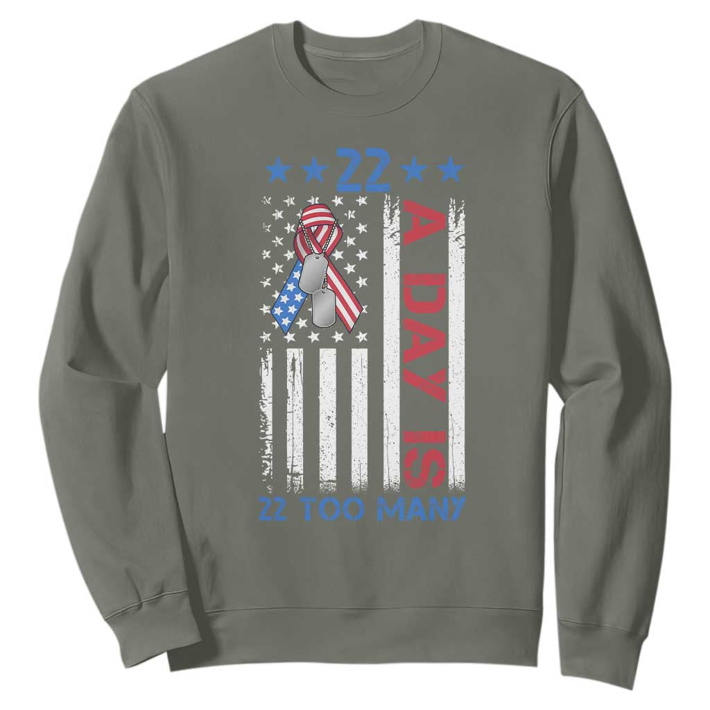 Veteran Suicide Prevention Support Sweatshirt 22 A Day Is 22 Too Many American Flag