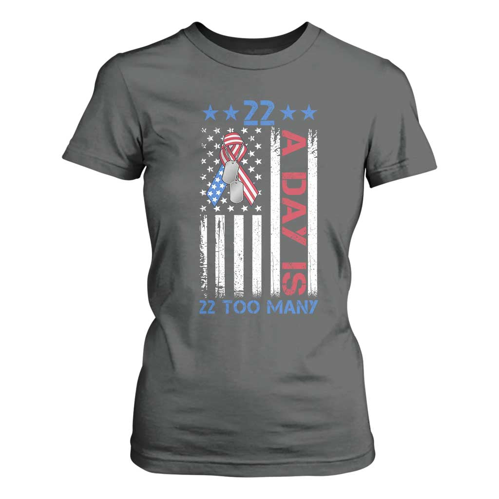 Veteran Suicide Prevention Support T Shirt For Women 22 A Day Is 22 Too Many American Flag