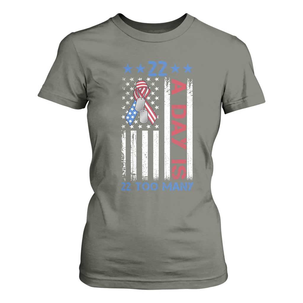 Veteran Suicide Prevention Support T Shirt For Women 22 A Day Is 22 Too Many American Flag