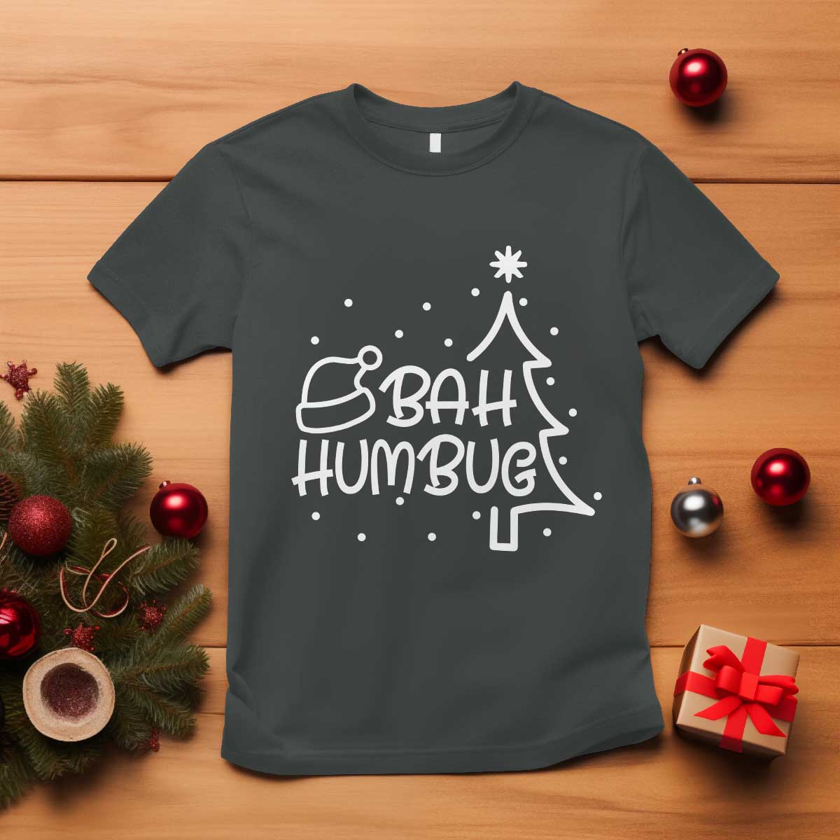 funny-bah-humbug-christmas-t-shirt-santa-hat-xmas-tree