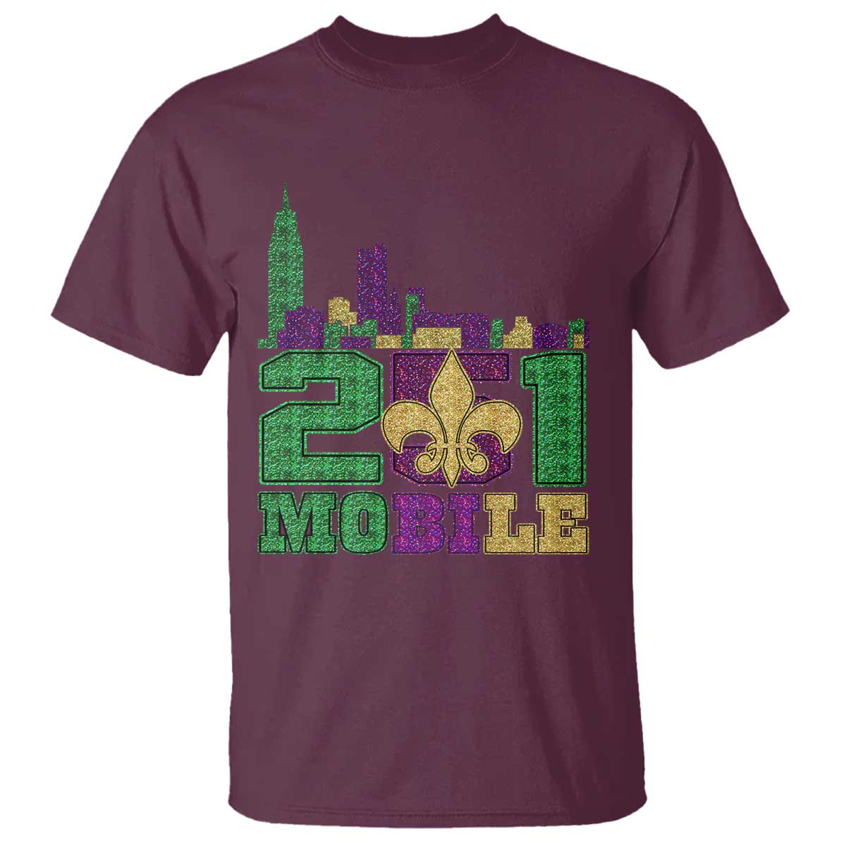 funny-mardi-gras-mobile-alabama-251-t-shirt-skyline-area-code-glitter-print