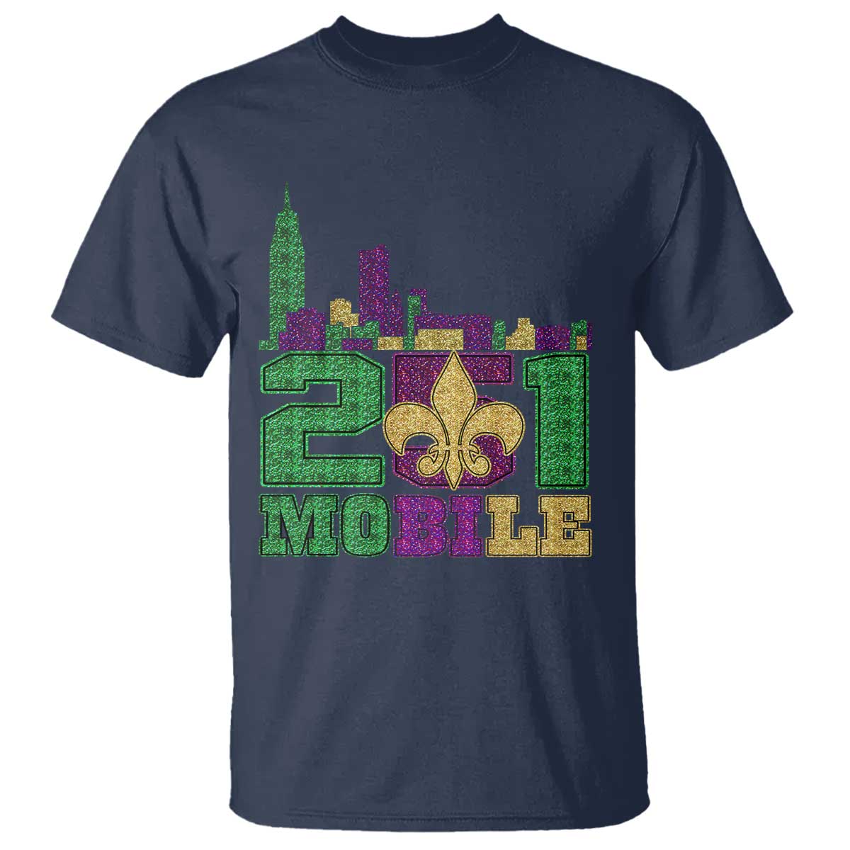 funny-mardi-gras-mobile-alabama-251-t-shirt-skyline-area-code-glitter-print