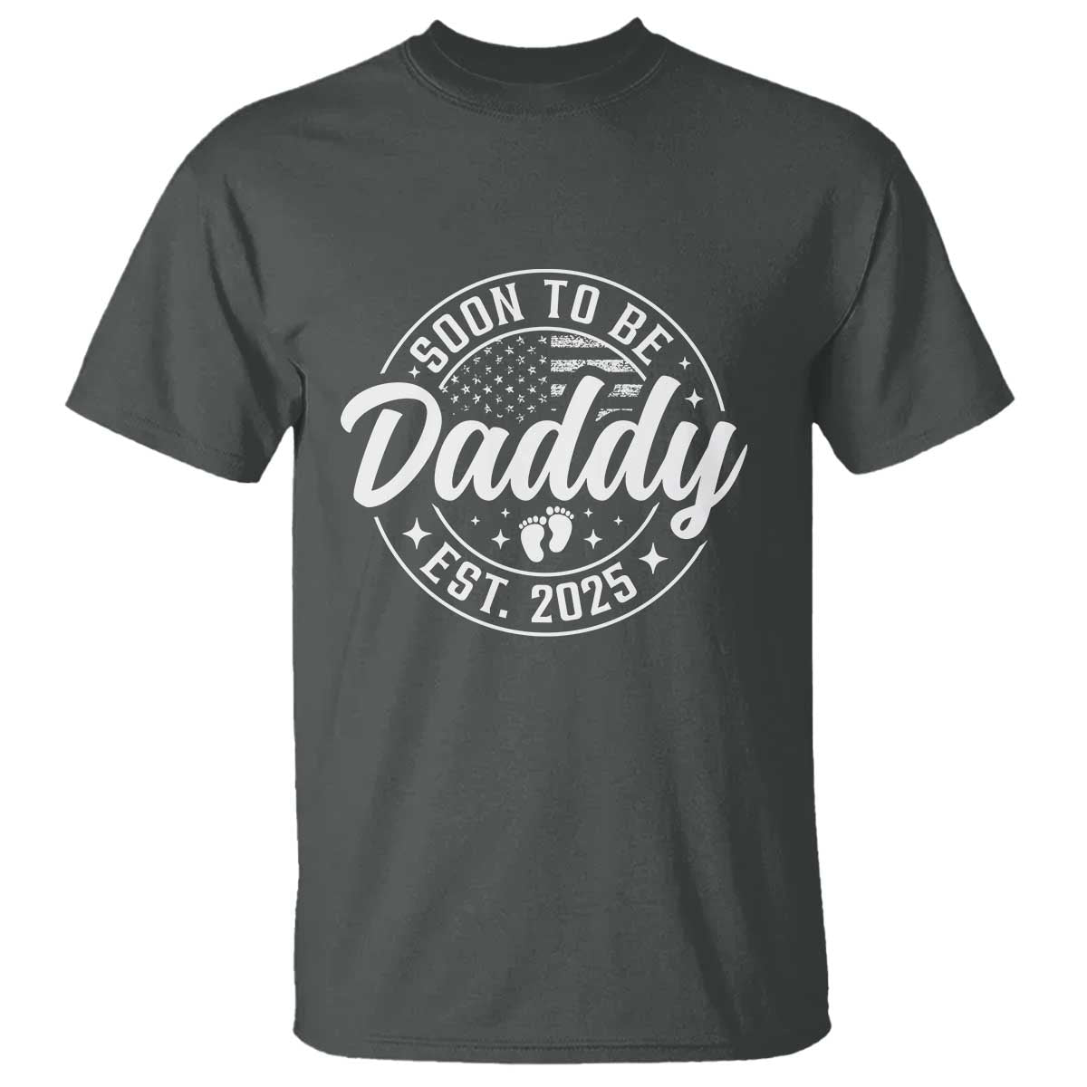 funny-promoted-to-daddy-2025-t-shirt-newborn-vintage-american-flag-baby-footprint