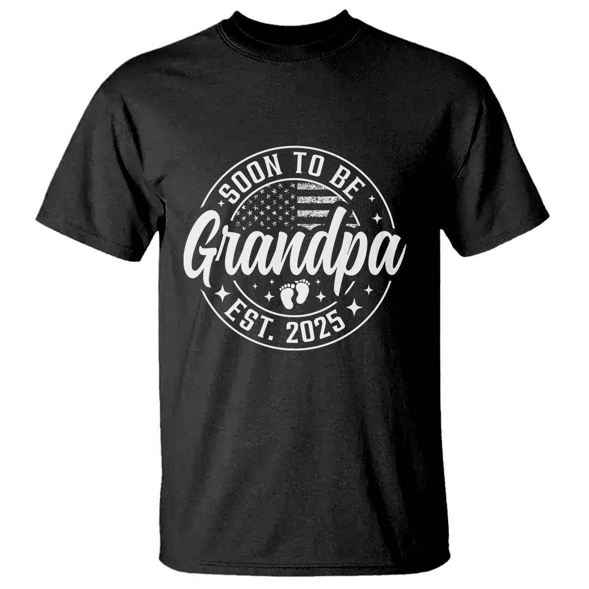 funny-promoted-to-grandpa-2025-t-shirt-newborn-vintage-american-flag-baby-footprint