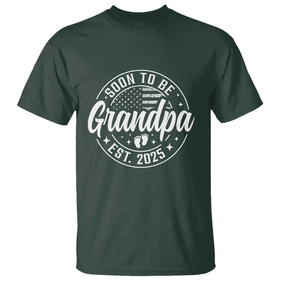 funny-promoted-to-grandpa-2025-t-shirt-newborn-vintage-american-flag-baby-footprint