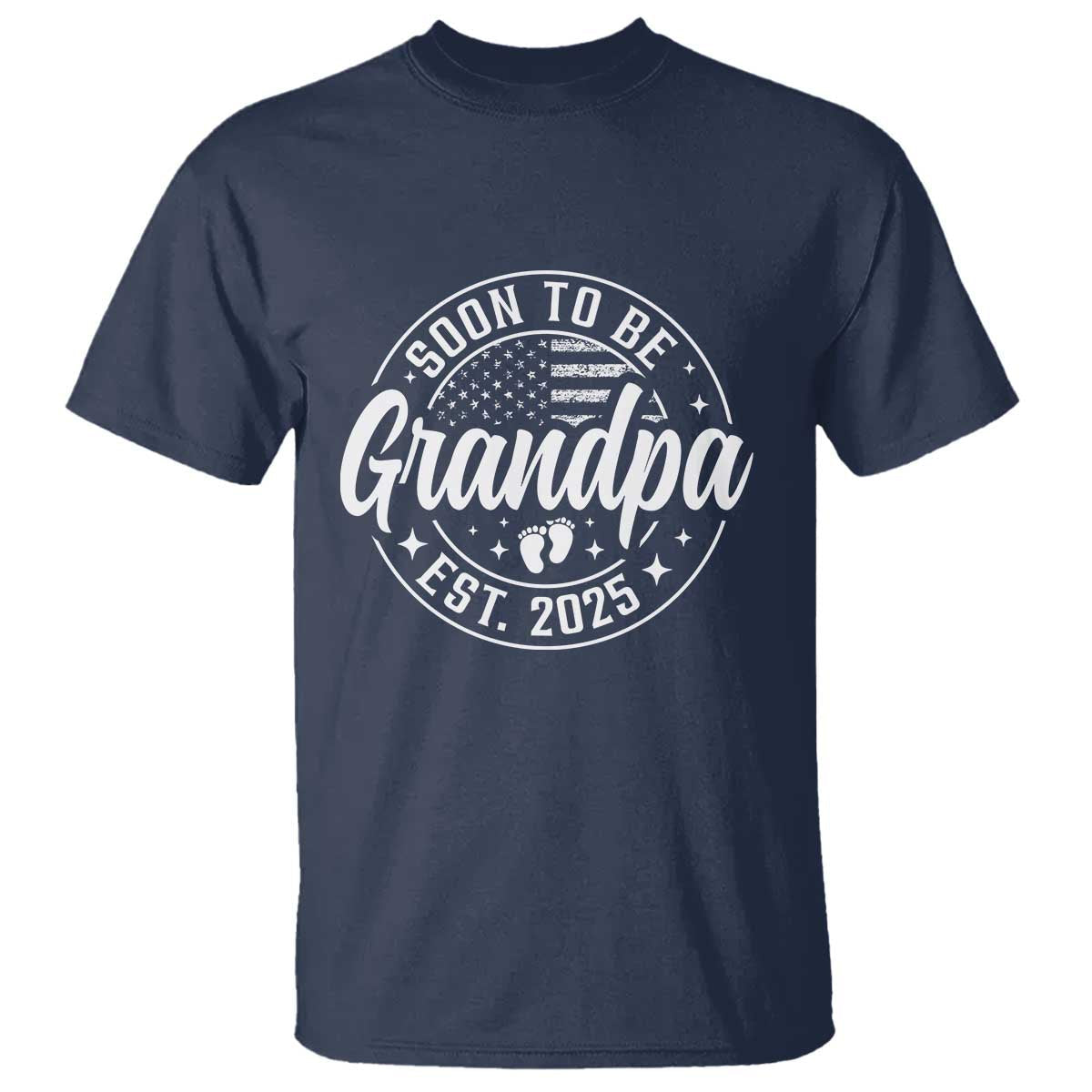 funny-promoted-to-grandpa-2025-t-shirt-newborn-vintage-american-flag-baby-footprint