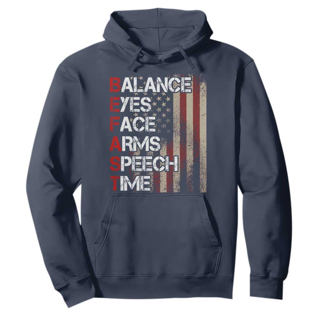 Stroke Support Hoodie BEFAST Stroke Symptoms Vintage American Flag