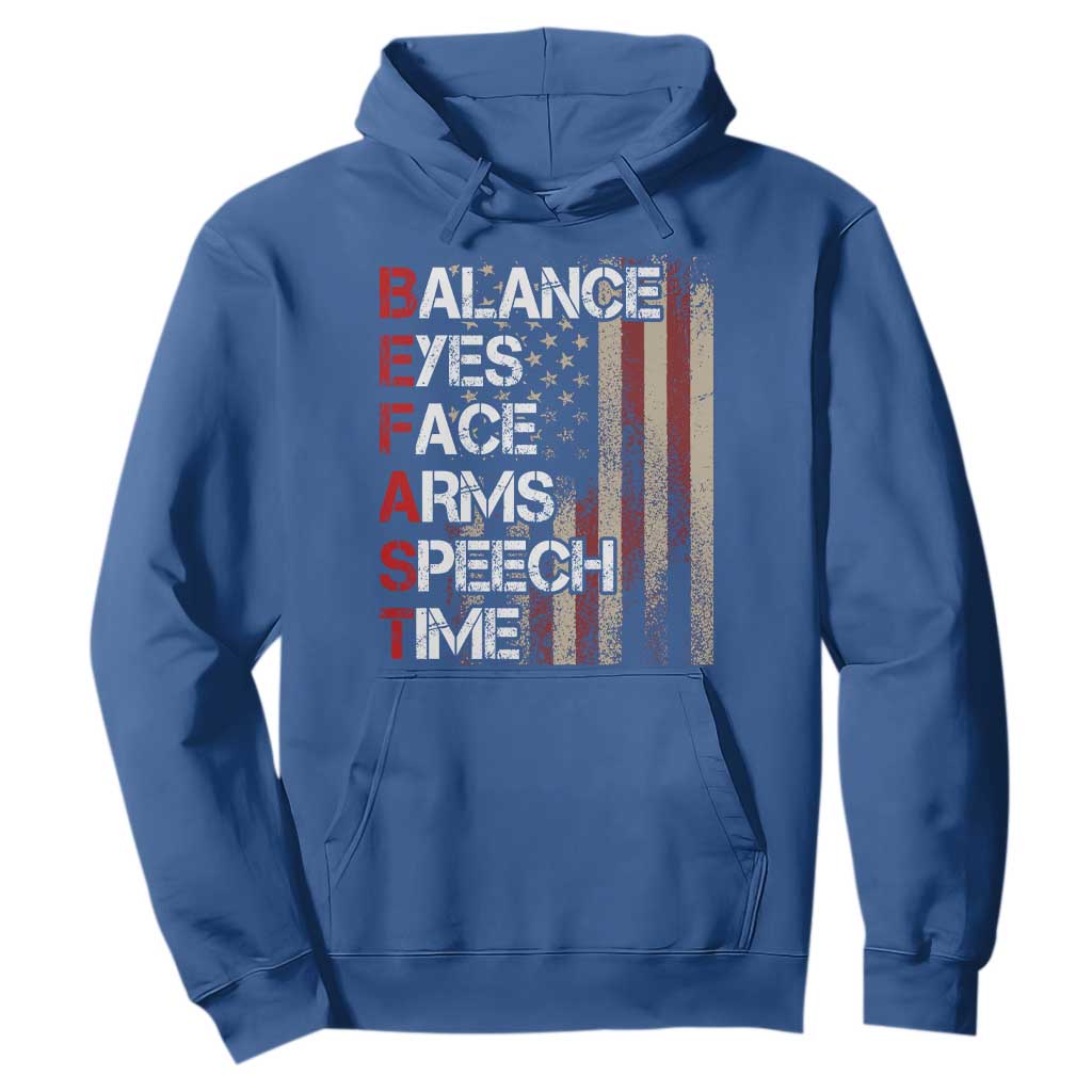 Stroke Support Hoodie BEFAST Stroke Symptoms Vintage American Flag