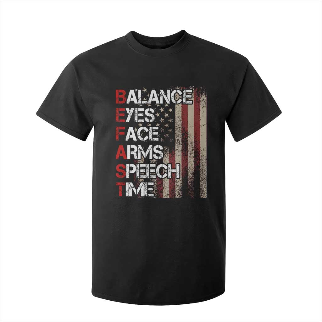 Stroke Support T Shirt For Kid BEFAST Stroke Symptoms Vintage American Flag