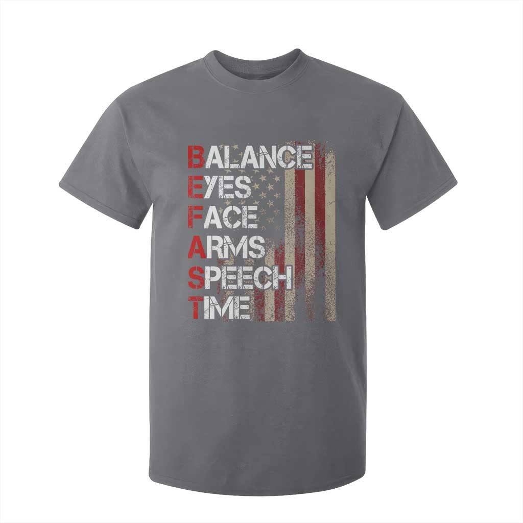Stroke Support T Shirt For Kid BEFAST Stroke Symptoms Vintage American Flag