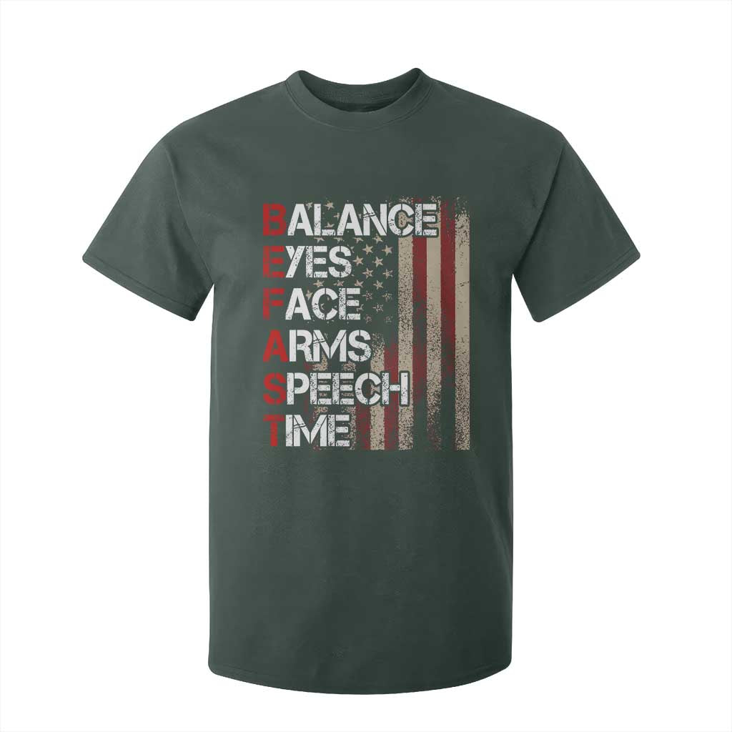 Stroke Support T Shirt For Kid BEFAST Stroke Symptoms Vintage American Flag