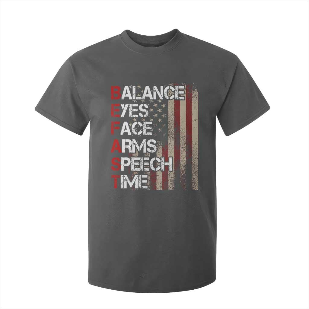 Stroke Support T Shirt For Kid BEFAST Stroke Symptoms Vintage American Flag