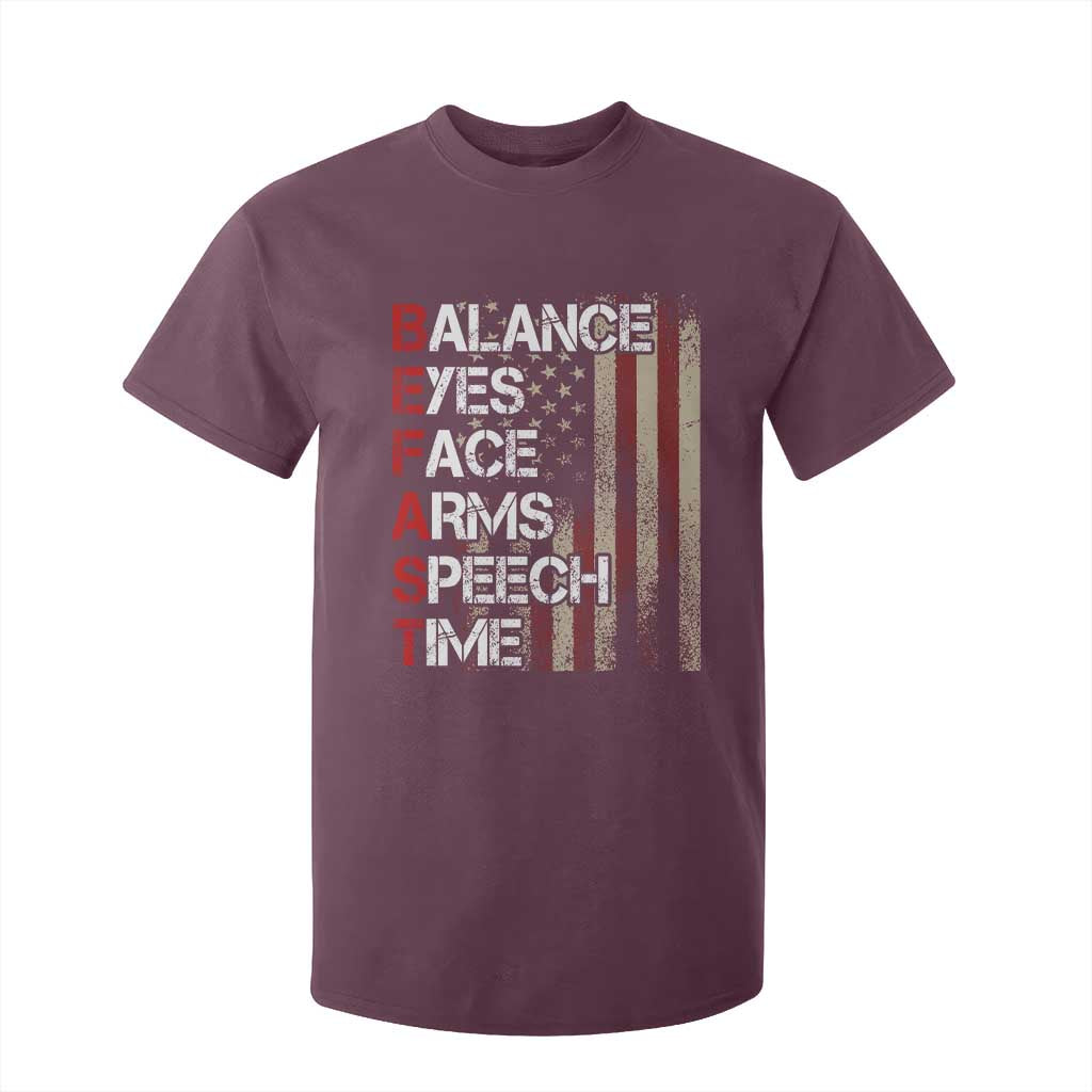 Stroke Support T Shirt For Kid BEFAST Stroke Symptoms Vintage American Flag