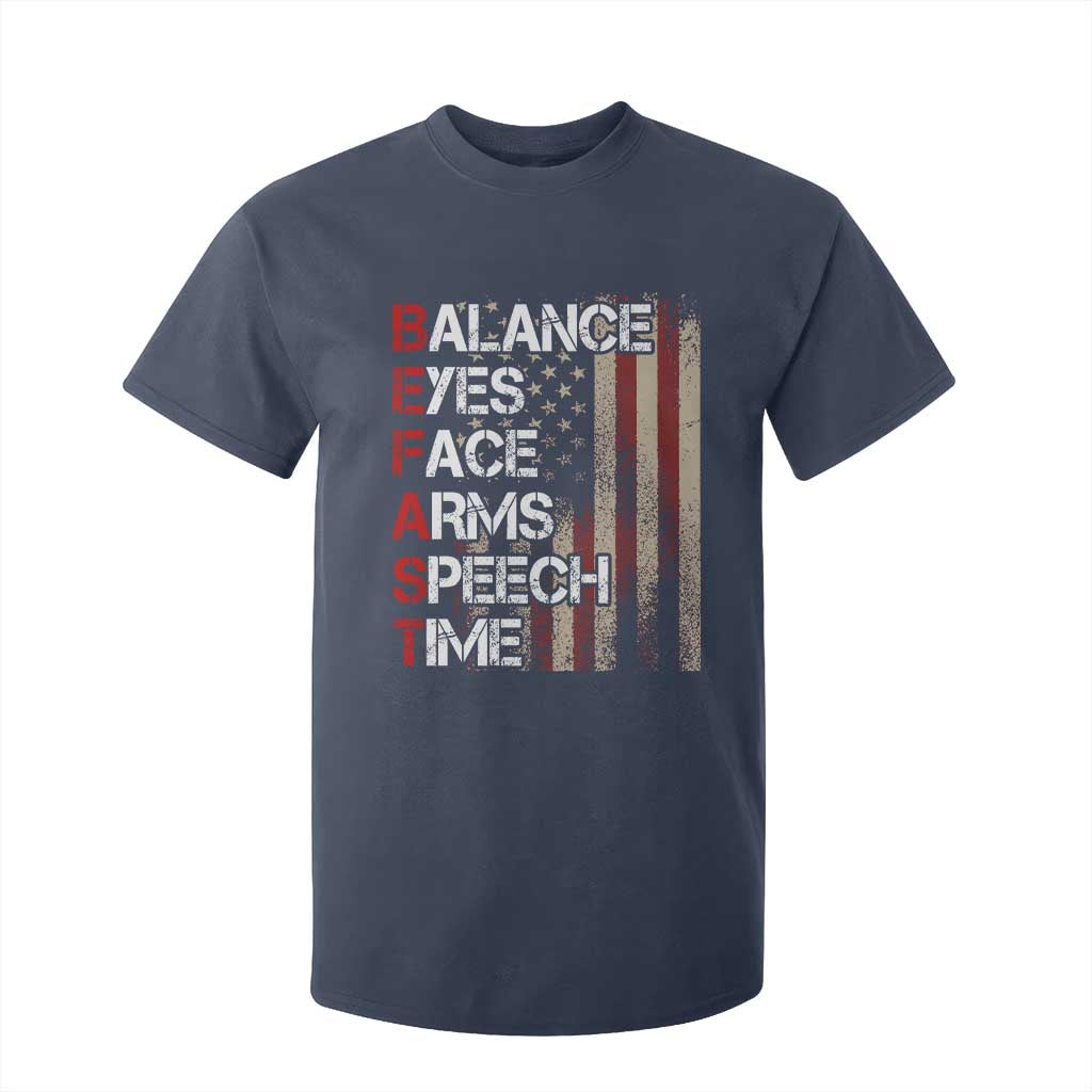 Stroke Support T Shirt For Kid BEFAST Stroke Symptoms Vintage American Flag