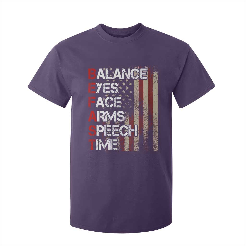 Stroke Support T Shirt For Kid BEFAST Stroke Symptoms Vintage American Flag