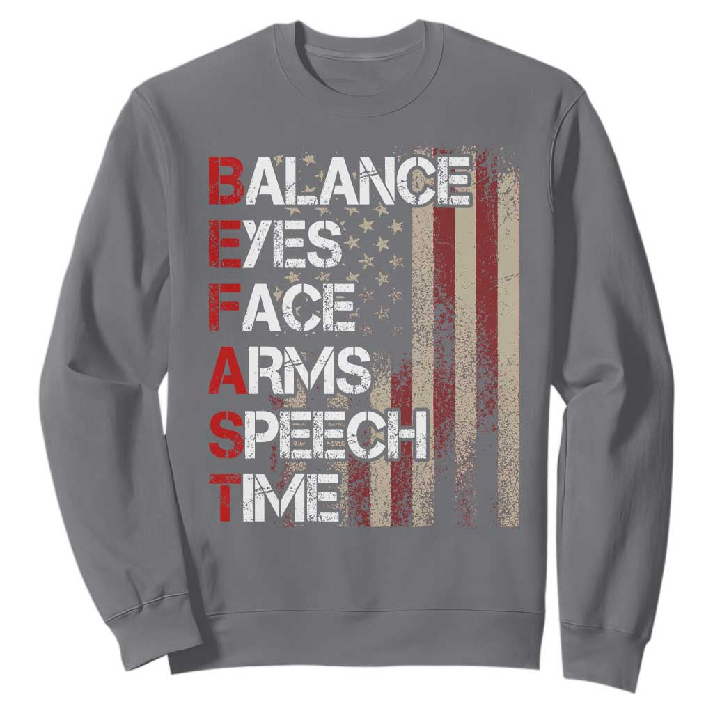 Stroke Support Sweatshirt BEFAST Stroke Symptoms Vintage American Flag