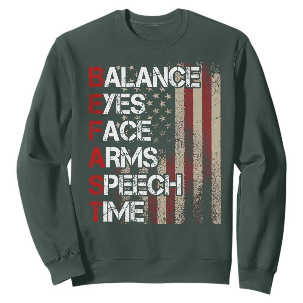 Stroke Support Sweatshirt BEFAST Stroke Symptoms Vintage American Flag
