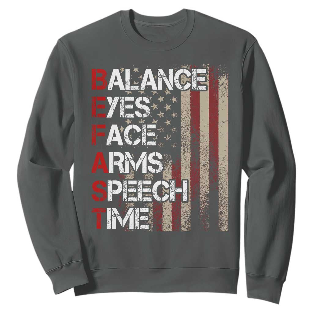 Stroke Support Sweatshirt BEFAST Stroke Symptoms Vintage American Flag