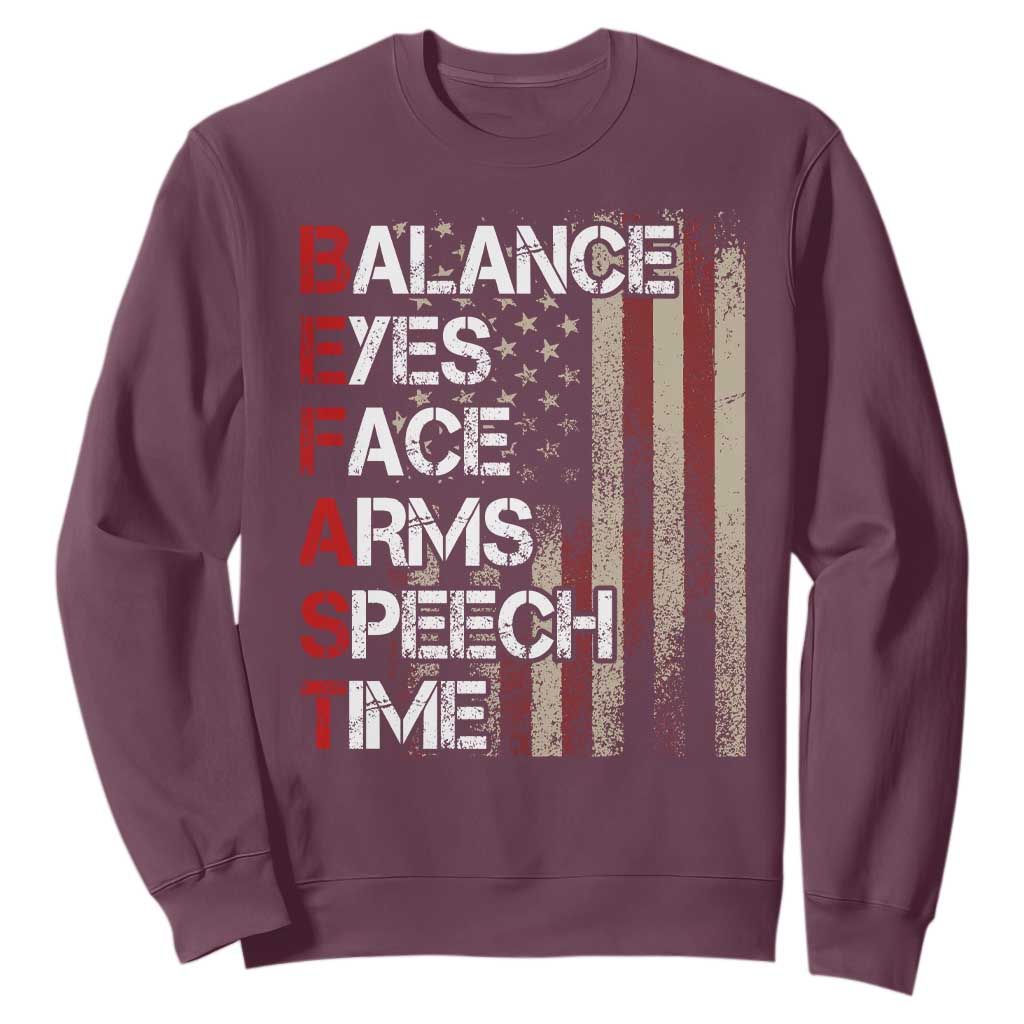 Stroke Support Sweatshirt BEFAST Stroke Symptoms Vintage American Flag