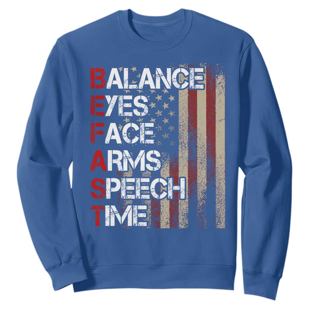 Stroke Support Sweatshirt BEFAST Stroke Symptoms Vintage American Flag