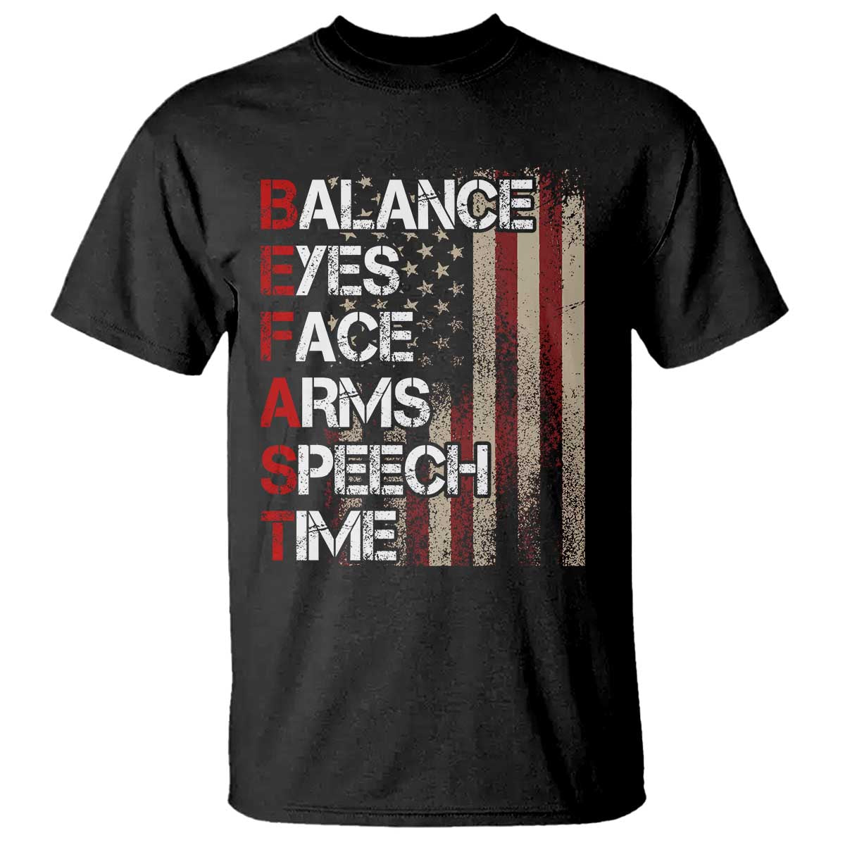 Stroke Support T Shirt BEFAST Stroke Symptoms Vintage American Flag