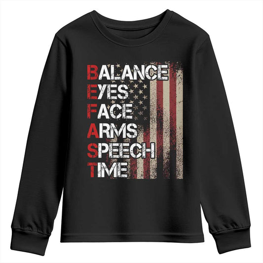 Stroke Support Youth Sweatshirt BEFAST Stroke Symptoms Vintage American Flag