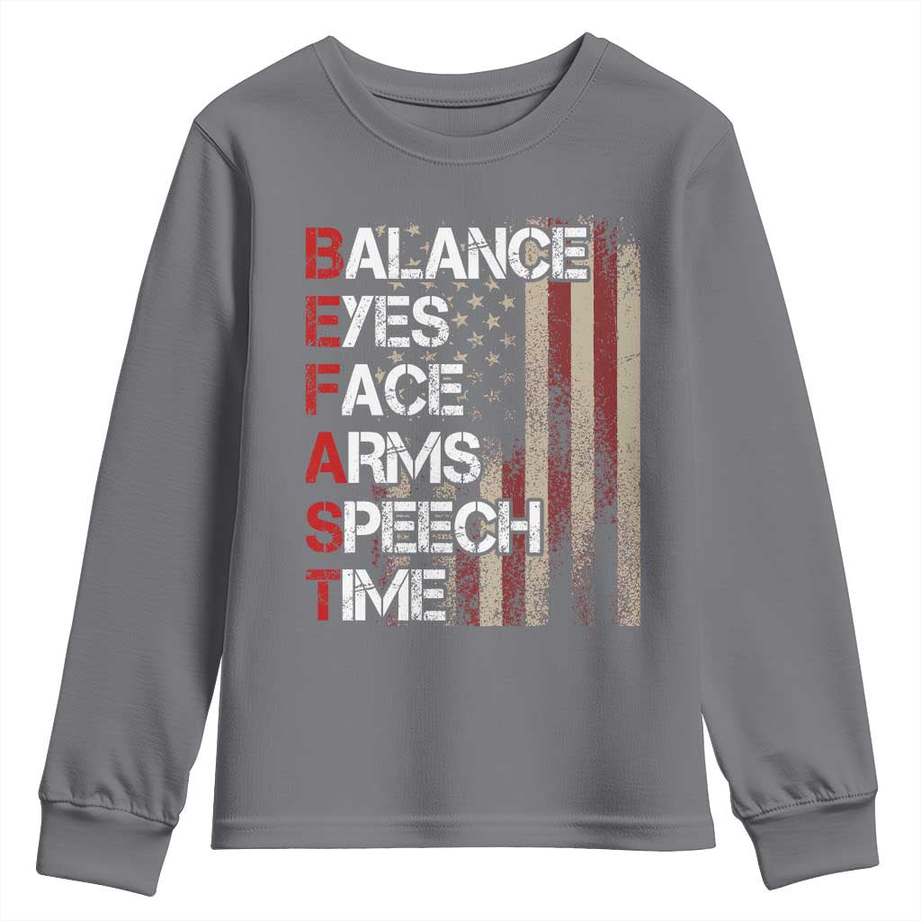 Stroke Support Youth Sweatshirt BEFAST Stroke Symptoms Vintage American Flag